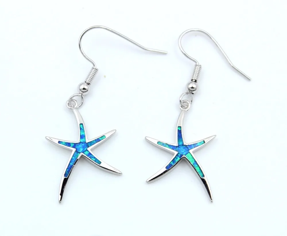 Морской Мир Морская звезда дизайн синий/белый украшения из огненного опала наборы-ожерелье+ серьги ePacket