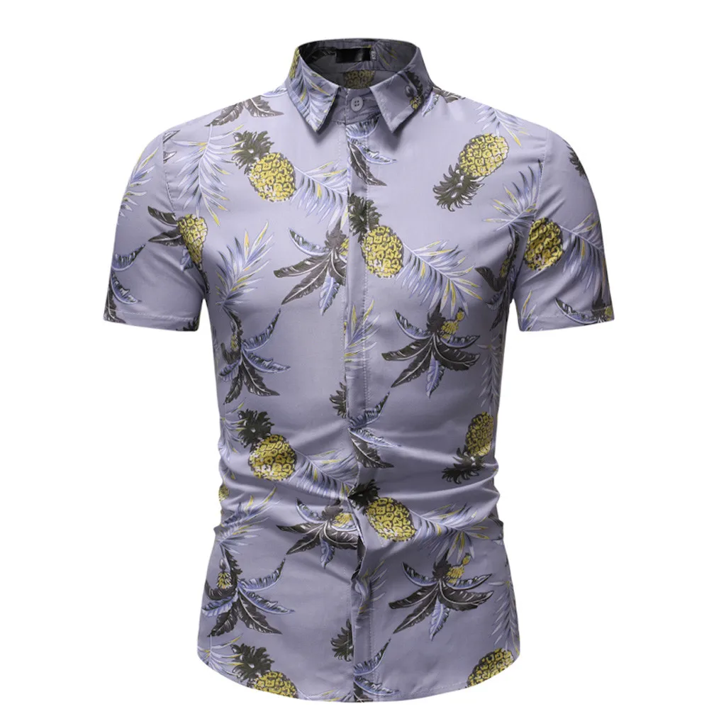 Shirt Men Casual Short Sleeve Summer Hawaiian Shirt Men Button Down Floral Pineapple Printed Shirts Streetwear Harajuku chemise