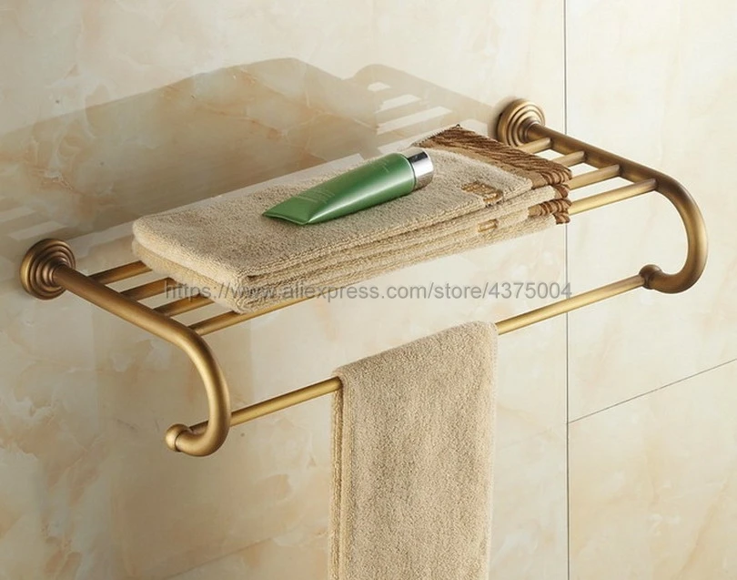 Bathroom Copper Towel Bar Antique Brass Toilet Towel Holder Towel Rack Shelf Solid Holder Brief Fixed Bathroom Accessory Nba026