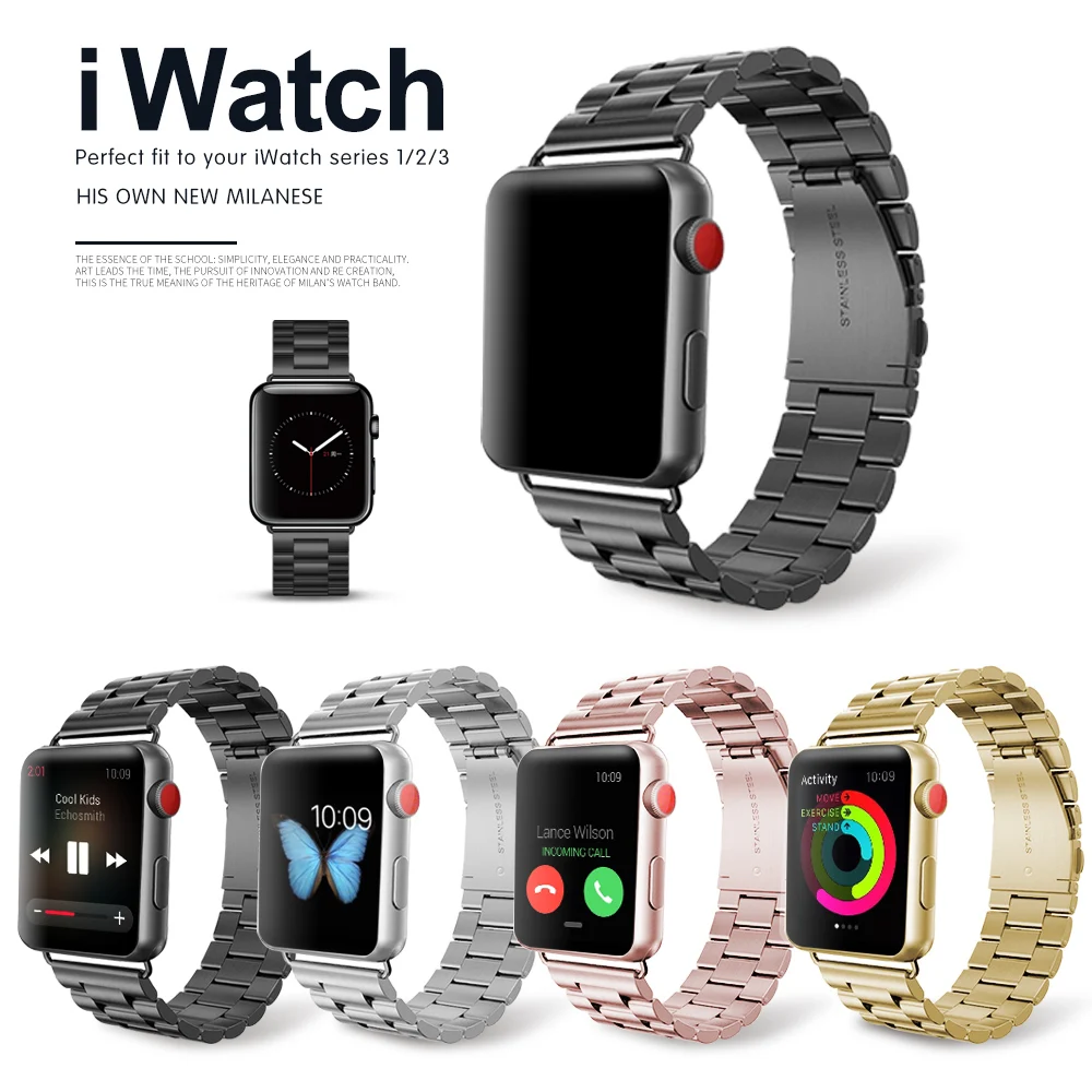 Спортивный ремешок для Apple Watch, 38 мм, 42 мм, Iwatch Series 5, 4, 3, 2, 1, браслет из нержавеющей стали, ремешок для часов