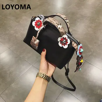 

2019 Fashion Summer Women Shoulder Bags Leather High Quality Messenger Bag Boston Flowers Handbag Cross Body Bags Tote Purse