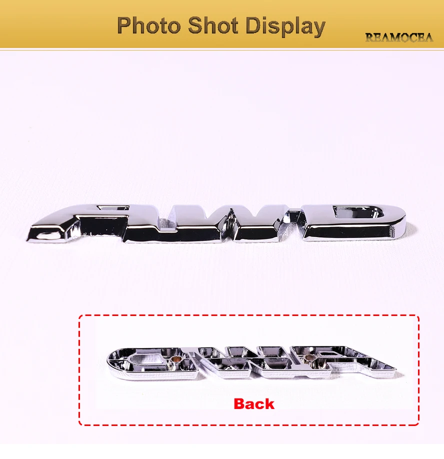 Reamocea AWD Four-wheel Drive Metal Standard Rear Tail Letter Logo Sticker 3D Silver Black For All Cars Wheel Drive (8)