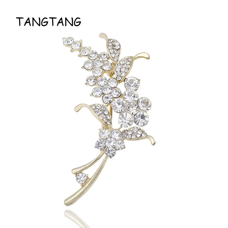 

Women Golden Banquet Rhinestone Brooch Pin For Fashion Alloy Cheap Jewelry Unique Design Spring Dress Ornament 2018 , BH8279