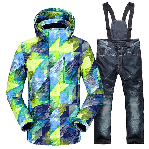 Лыжный костюм для мужчин зимний теплый ветрозащитный водонепроницаемый Спорт на открытом воздухе зимние куртки и брюки Мужской Горячий лыжный инвентарь мужская куртка для сноуборда - Цвет: color6