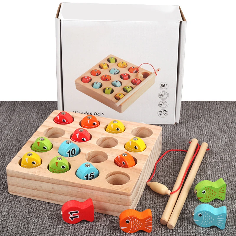 Baby Educational Toys Wooden Fishing Toys Set Fish Game