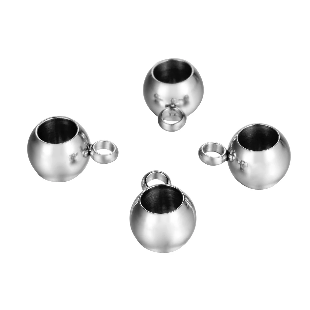 

LASPERAL 10PCs Silver Plated Stainless Steel Big Hole Beads For Jewelry Making Fit Necklace Charms DIY Hand Made Craft 1PC