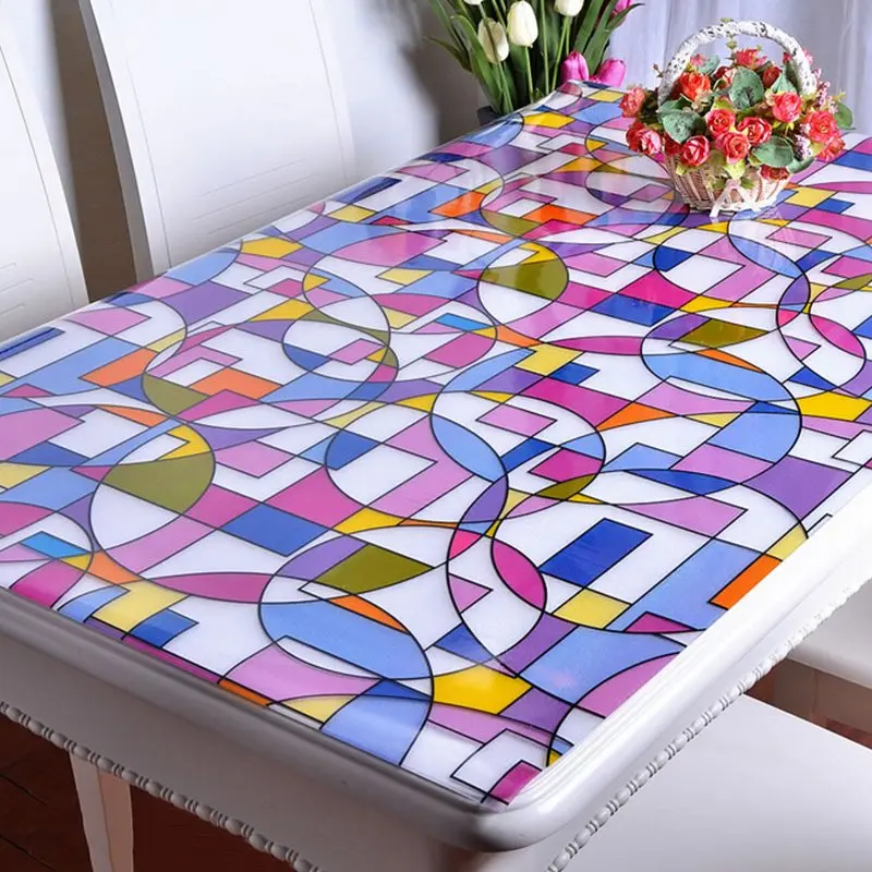 PVC Tablecloth Oilproof Waterproof Soft Glass Table Cover Rectangle
