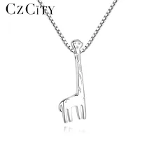 CZCITY Delicate Lovely Deer Animal Silver Pendant for Girls Vintage 925 Sterling Silver Women Chain Necklace Factory Wholesale