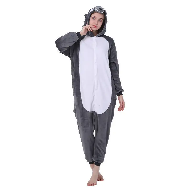 Кигуруми волк черная Пижама Свободные Комбинезоны для взрослых в виде животных для женщин мужчин пара зимние пижамы Kegurumi пижамы фланелевые пижамы