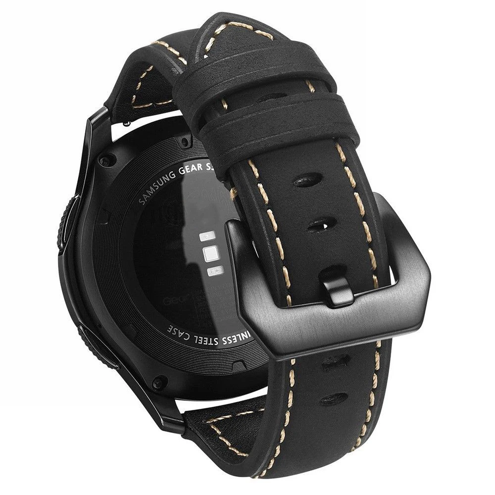 Shelhard, новинка, качественный ремешок из натуральной кожи для samsung Galaxy Watch 42/46 мм, универсальный ремешок для быстрой замены - Цвет ремешка: Black