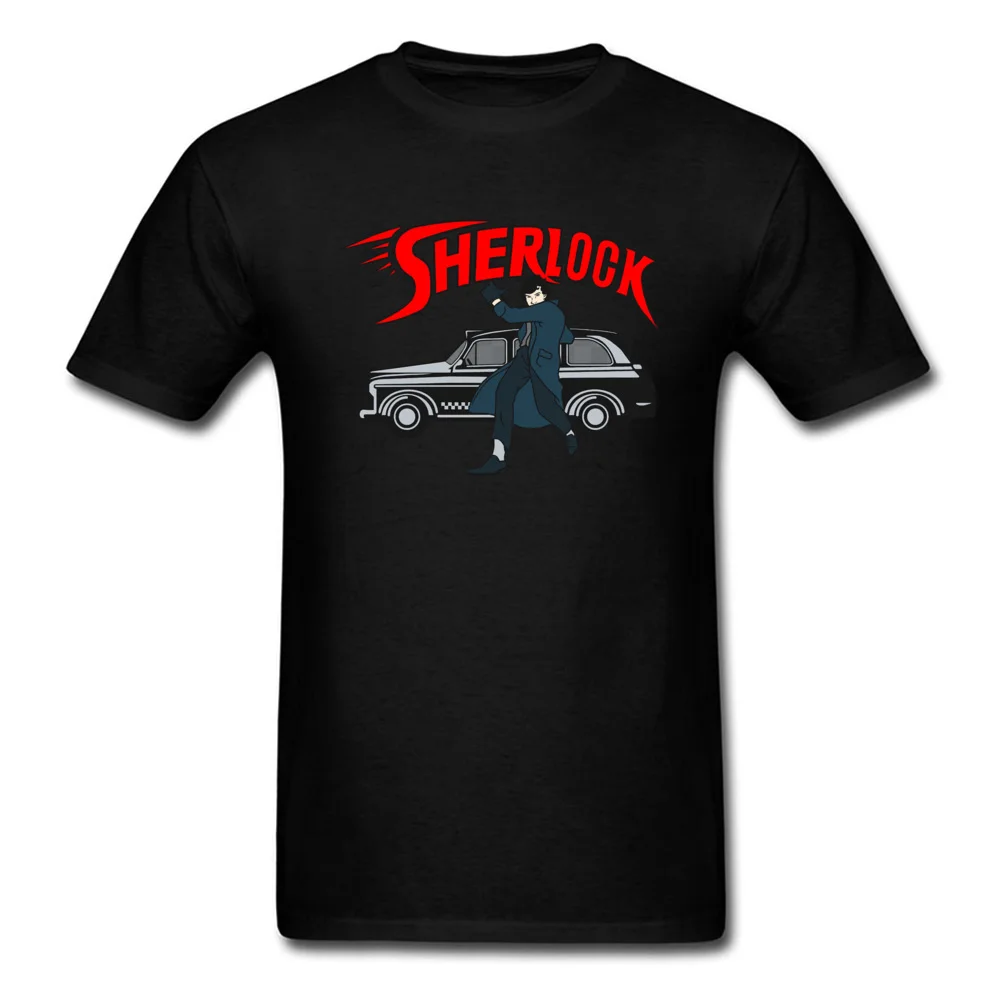 

Sherlock T-Shirt Funny Cheaper Mens Short Sleeve Shirts Fathers Day Detective Comics Racer Auto Tshirt Breathable Cotton Tees