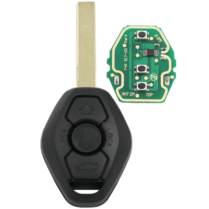 3 кнопки дистанционного ключа 315 МГц 433 ID44 PCF7935 чип HU92 HU58 необработанное лезвие для BMW EWS 3 5 7 серия E38 E46 - Количество кнопок: HU92 KEY NO CHIP