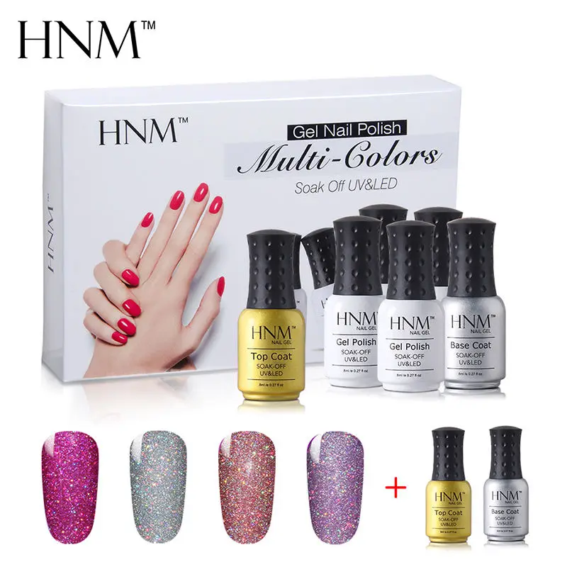 HNM 8ML Gel Varnish Sets Kit Pure Color Nail Polish Set Manicure UV