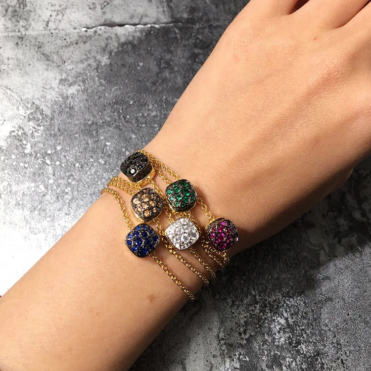 

TYME New High Quality Colorful Stone Women Bracelet Stainless Steel Silver Plated AAA Zircon For Party Brand Design