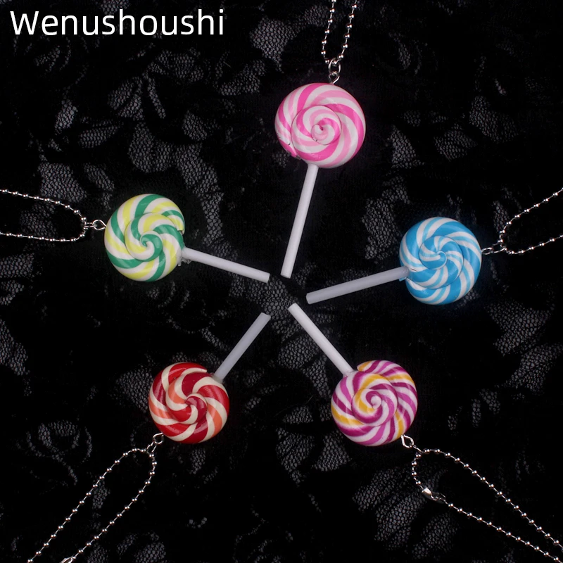 

titanium trendy cute lollipop pendant necklaces women novelty childhood sucker sugarplum sweetmeat necklace girls jewelry gifts