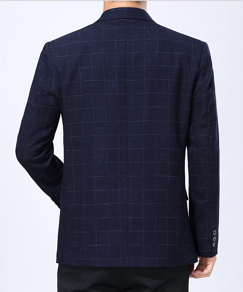 WAEOLSA Elegance Men Blazers Navy Blue Wine Red Suit Jackets Man Plaid Blazer Masculino Slim Fit Suit Coat Male Uniform Office (7)
