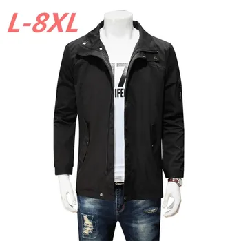 

2018 new Youth large size 5XL-8XL Men's Windbreaker Bomber Jacket Men Spring Autumn Coat Style Black Lapel jackets 9XL 10XL