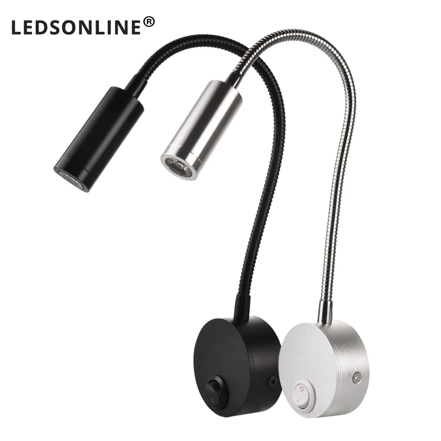  Wall lamp 3W Home Hotel Loft Bedside Reading Book Light Black Silver Light Flexiable ON/OFF Switch  - 32847893048