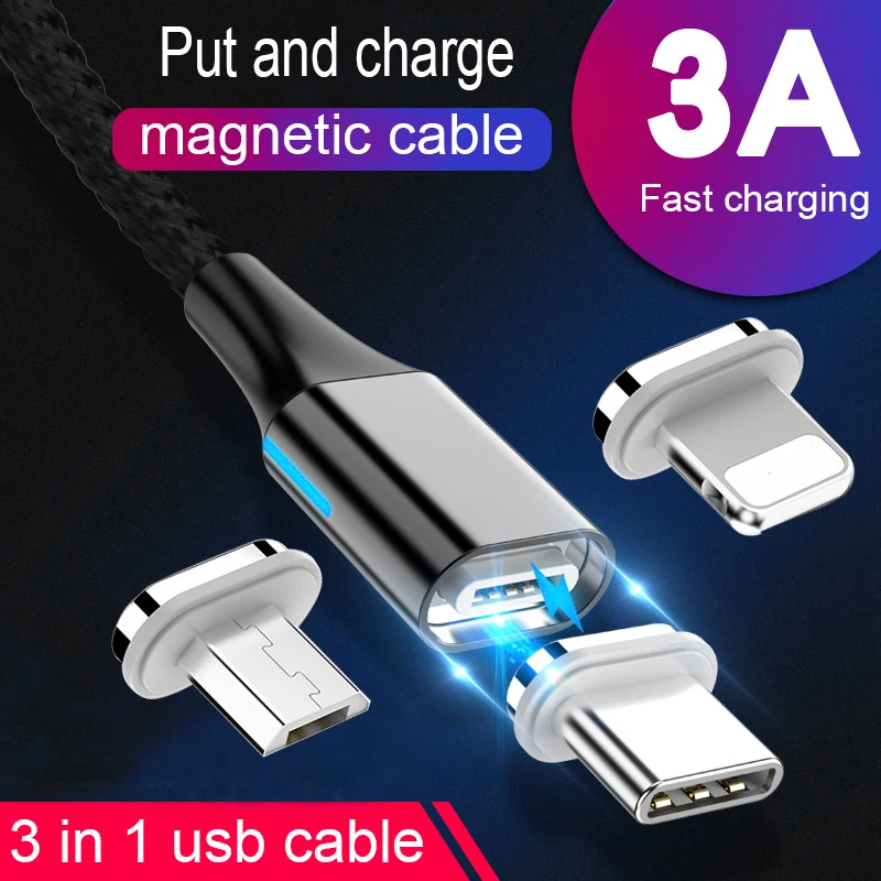 

Magnetic Charging Micro USB Cable For iPhone x xs xr Samsung Type-c Charging Charge Magnet Charger USB Type C Mobile Phone Cable