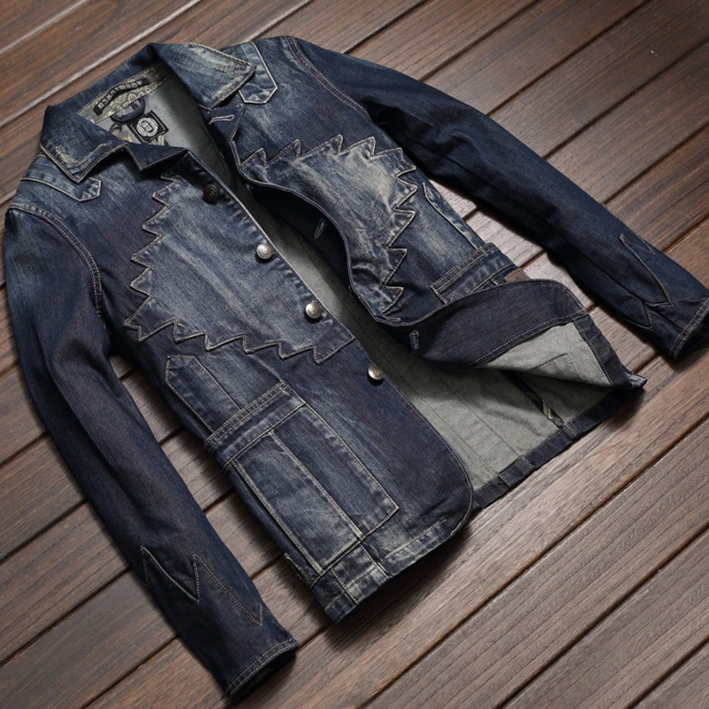 Европейский стиль винтажный мужской костюм байкерские джинсовые куртки пальто размера плюс 3XL мужские автомобильные джинсы китайские пальто