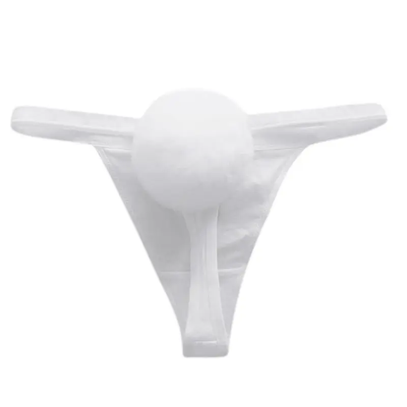 

Women's Underwear Removable Rabbit Hair Ball Panties G String.Cute Ladies Girl's Cosplay Thong Lolita Bikini Briefs.Underpants