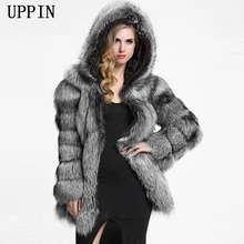 Толстый зимний куртка с капюшоном теплый искусственный мех пальто высокого качества имитация лиса пальто крупных женщин размер Пальто