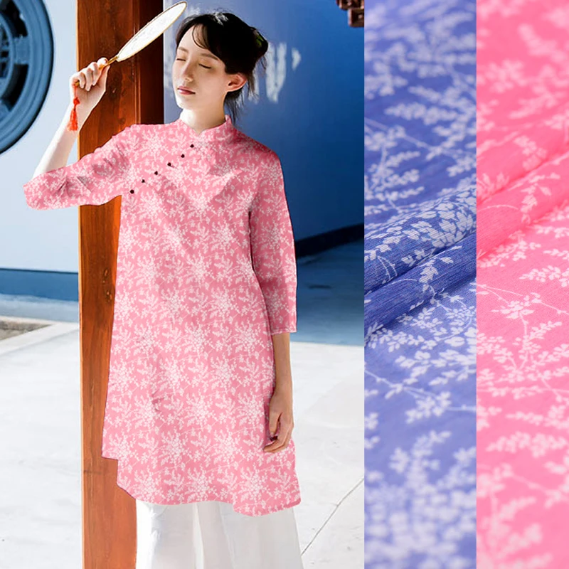 Digital inkjet silk linen fabric breathable natural linen fabric summer