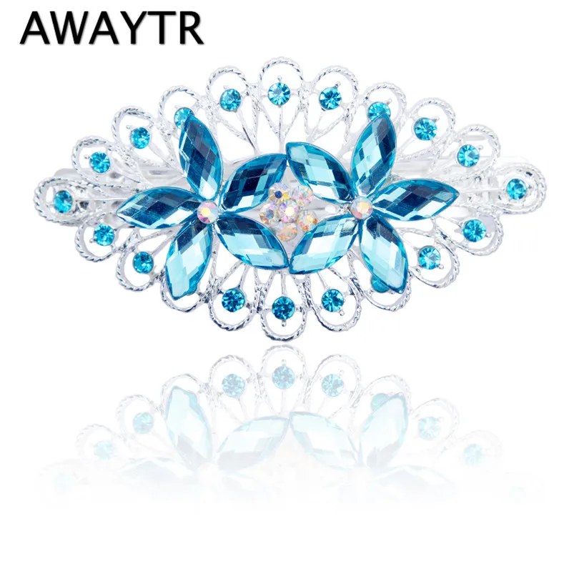 

AWAYTR 1 Pcs Leaf Shape Hair Clips Alloy Girls Women Colorful Hairpins Hair Accessories Crystal Flower Hair Clips