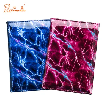 

New Lightning stone grain print pu leather unisex emblem card holder bag travel ID credit ticket passport soft folder cover