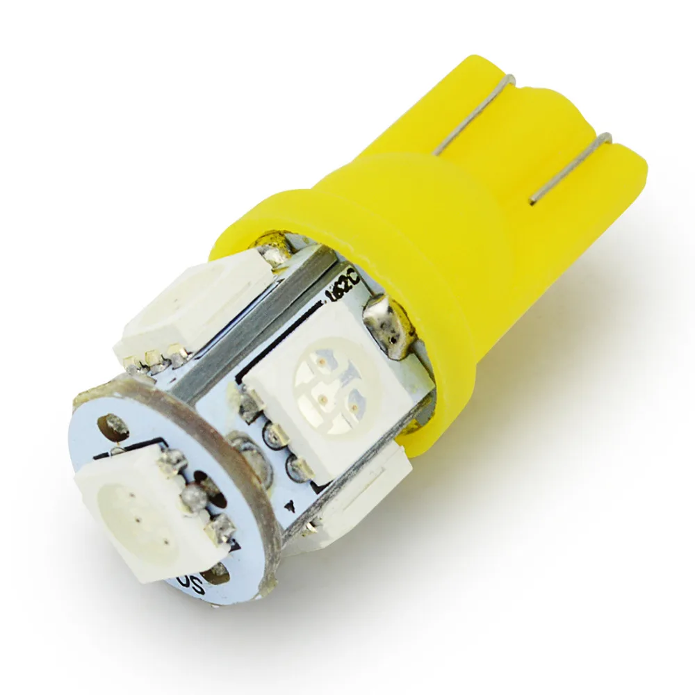 

1pcs T10 5 SMD LED Bulb W5W LED White Blue Red Yellow Green 5050 194 168 Super Bright wedge Lights bulbs Lamps 12V