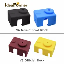 Meia de impressora de silicone para 3d, meia de suporte para impressora 3d v6 pt100 original j-head com capuz 1.75/3.0mm, aquecido, 1 peça extrusora de bloco para impressora 3d