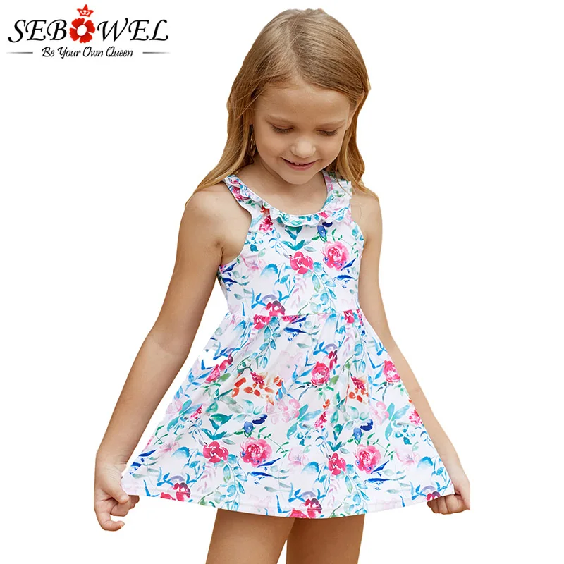 SEBOWEL Cute Floral Print Toddler Girls Swim Dress with Bottom Bikini ...