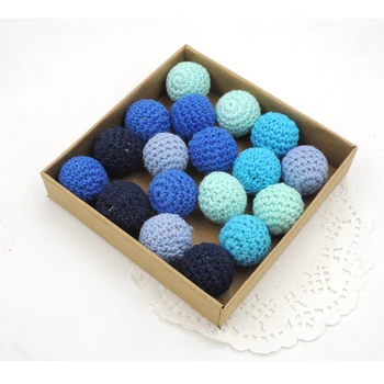 40PCS 20mm bead DIY turquoise wood crochet beads,27colors to choose,100% cotton flower pattern crochet wooden round beads EA231