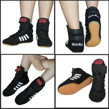 Хорошее качество, обувь для бокса, Топ pro, для соревнований, черные, для борьбы, MMA, высокая обувь, муай тай, для боевых искусств, обувь, размер 35#-45