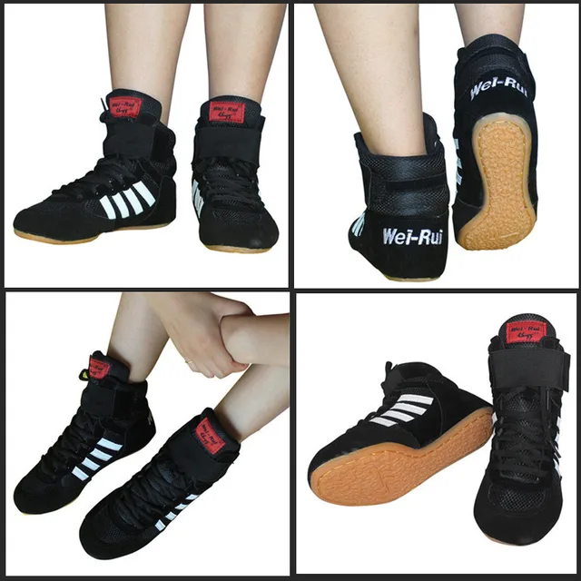 Good Quality Boxing shoes Top pro competition black wrestling boot MMA