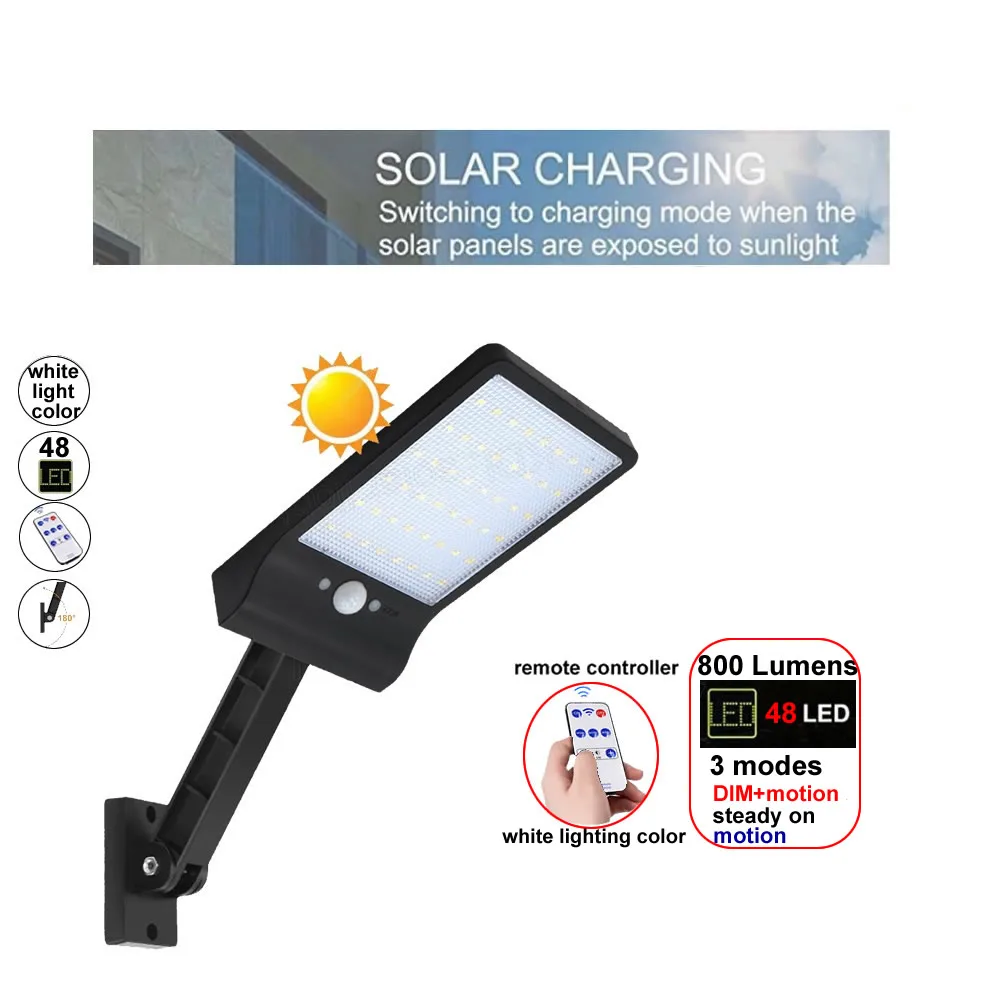 

48 LED Solar Light PIR Motion Sensor Lamp IP65 Waterproof Outdoor Garden Yard Emergency Security Lig s for