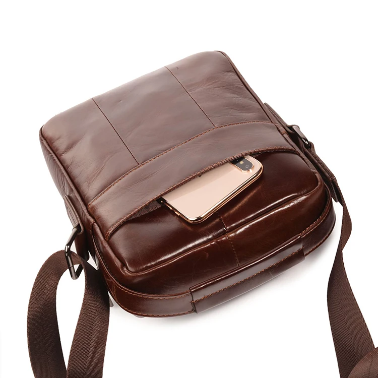 New Genuine Leather Crossbody Bag Cow Skin Men Single Shoulder Messenger Bags High Quality Casual Zipper Office Messenger Bags