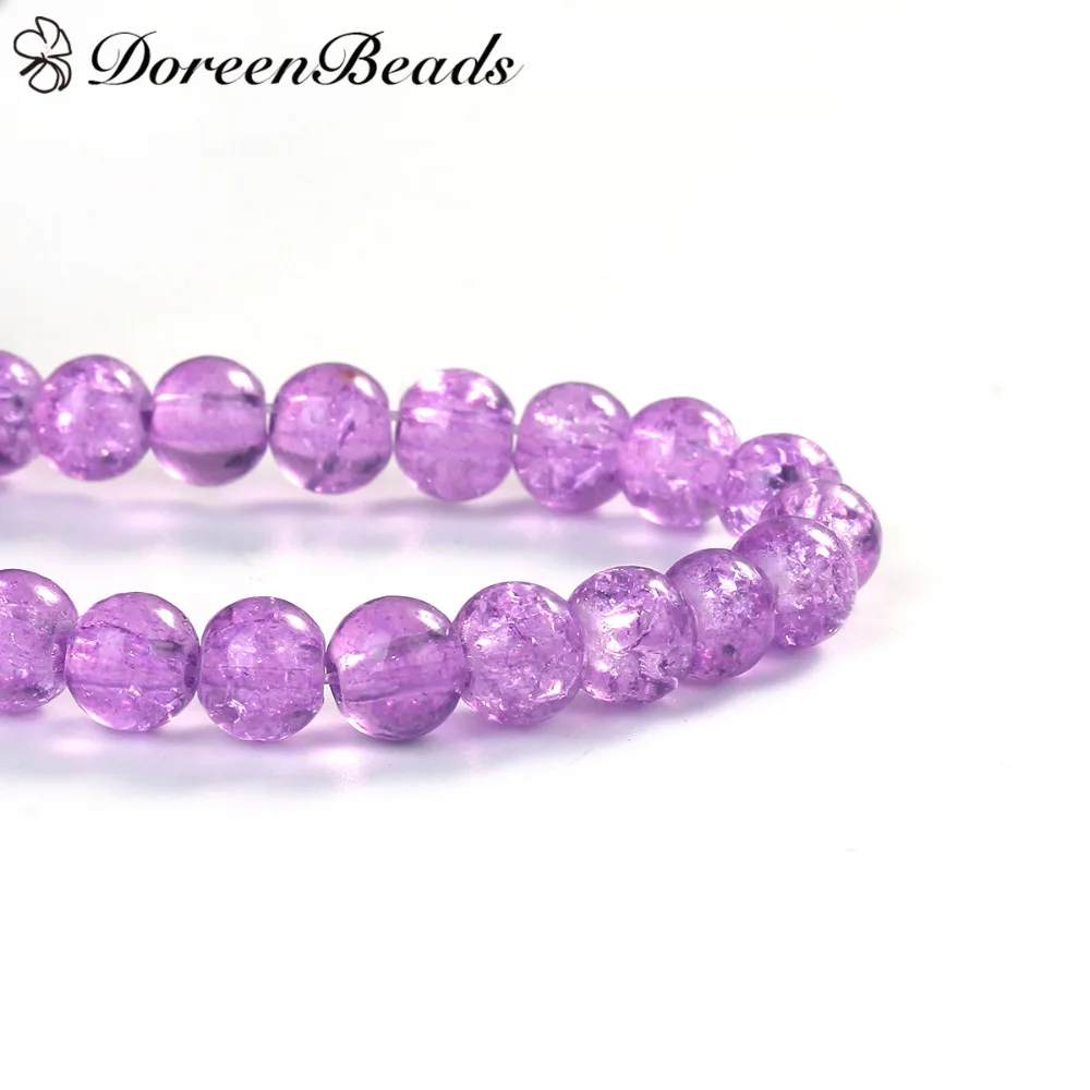 

DoreenBeads 200 PCs Crackle Glass Round Beads 6mm Dia. Findings