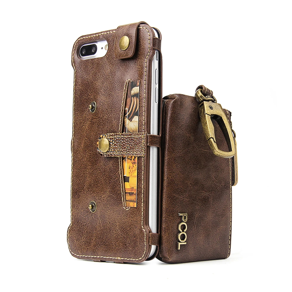 bilder für PCOL Pu-leder Back Cover Fall Für Apple iphone 6 7 Plus luxury Leather Phone Cases mit Kartenhalter + schlüsseltasche mit Metall haken bilder für PCOL Pu-leder Back Cover Fall Für Apple iphone 6 7 Plus luxury Leather Phone Cases mit Kartenhalter + schlüsseltasche mit Metall haken
