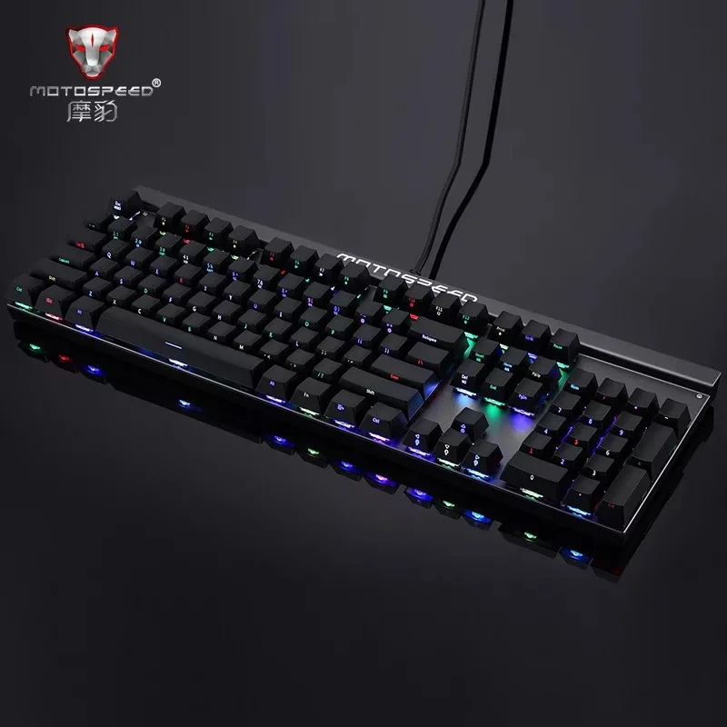 Motospeed CK103 игровая механическая клавиатура с боковой гравировкой 14 режимов RGB подсветка USB2.0 104 ключи против привидения синий переключатель