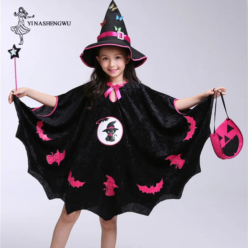 Halloween Cosplay Costume Magic Witch Child Witch Elf Performance Costume Masquerade Party Girl Dress Skirt Costume