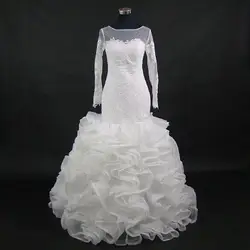 2019 Новое Африканское модное платье с длинными рукавами и оборками, свадебное платье Русалочки на заказ, большие размеры, свадебное платье