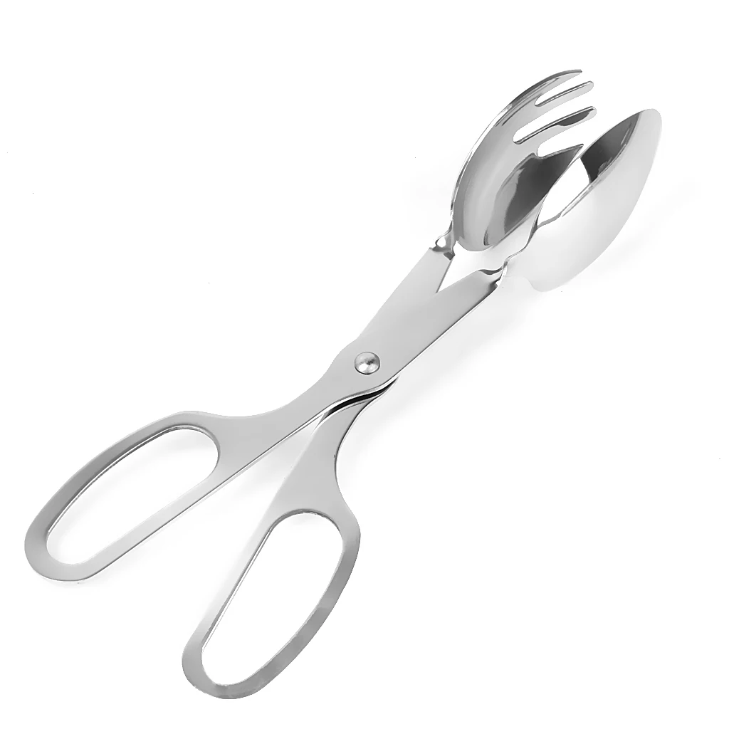 Stainless Steel Salad Tongs Egg Clip Kitchen Tool Serving Spoon Fork