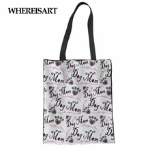 WHEREISART бренд для женщин собака кость лапа сумка с принтом многоразовые Sac шоппинг плиable Tissu школьная дамская сумочка пакет для продуктов