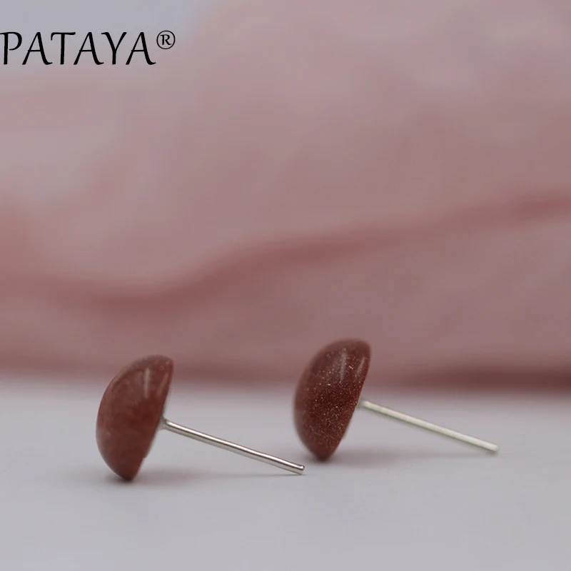 PATAYA модные популярные серые серьги из оникса Новое поступление круглые гвоздики