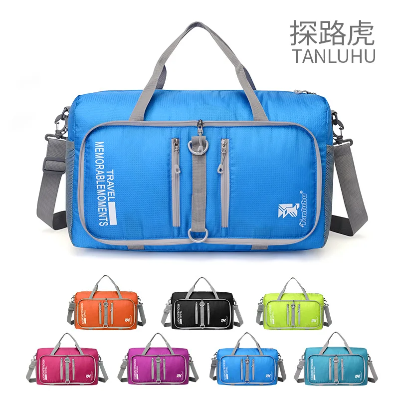 

20L Waterproof Nylon Sport Bags Outdoor Gym Bag Folding Travel Bags Mesh Fabric Lightweight Barrel Shoulder Women Sports Handbag