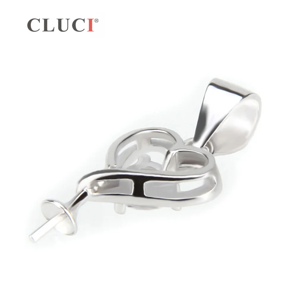 CLUCI Heart Women Pendant Silver 925 Jewelry for Women Necklace 925 Sterling Silver Pearl Pendant Mounting SP003SB