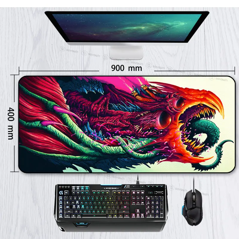 SOVAWIN коврики для мыши XL коврик для мыши Rubbe 900x400 мм аниме игровой коврик для мыши нескользящий натуральный CS GO нескользящий большой с фиксирующей кромкой