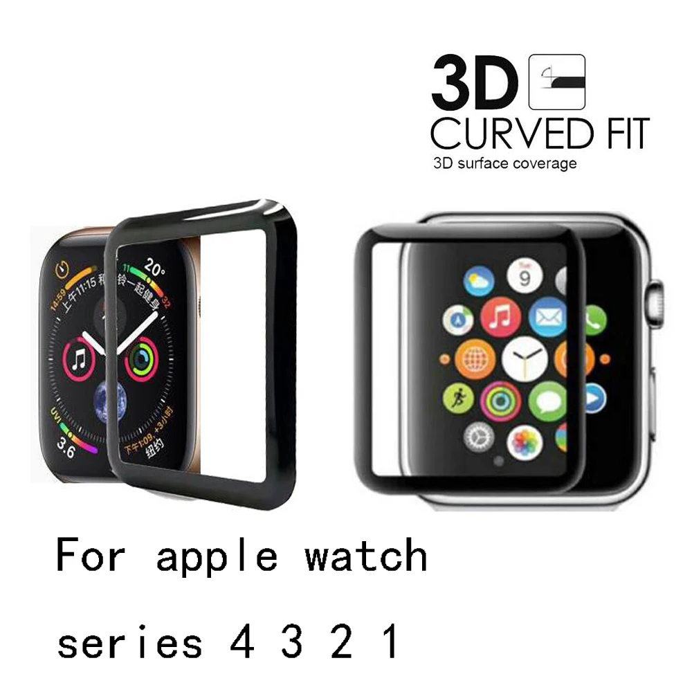 Наивысшего качества закаленное Стекло для iWatch Apple Watch 38 мм 42 серии 1/2/3/4 3D полное