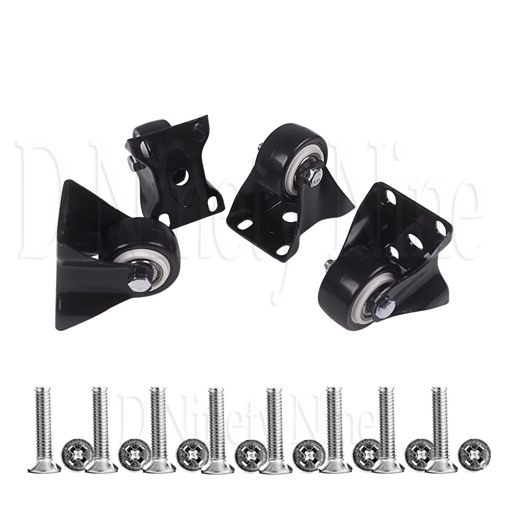 4Pcs-1-6-Inch-Dia-Heavy-Duty-200KG-Black-Polyurethane-Fixed-Castor-Wheels-Trolley-Furniture-Caster